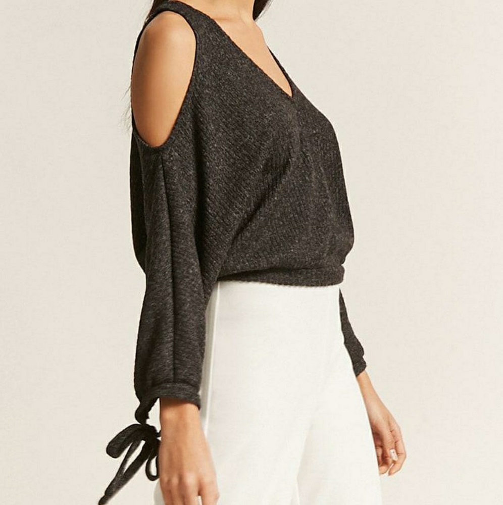 Charcoal f21 off the shoulder bat wing sweater